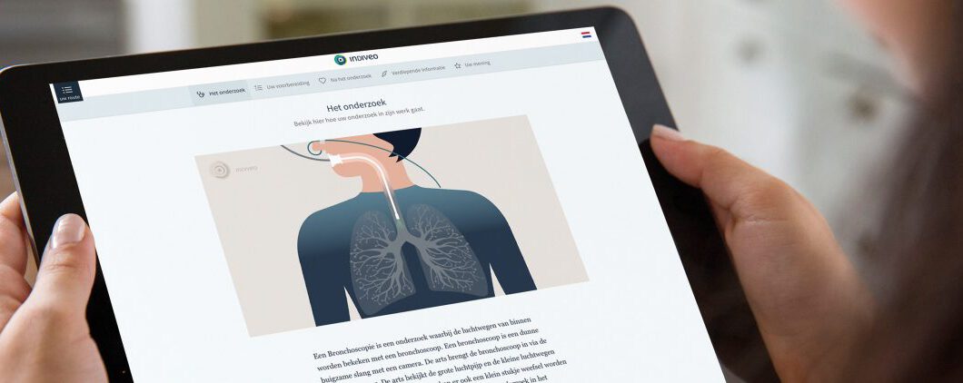 Schermvoorbeeld van Indiveo’s interactieve medische informatie in een heldere en toegankelijke opmaak.